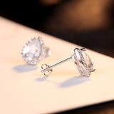 Luxury Blue Sapphire Stud Earrings 925 Silver For Women Party Wedding Jewelry