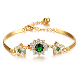 Vintage Green Gemstone Bracelet 18K Yellow Gold Women's Wedding Jewelry Birthday