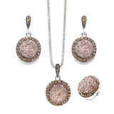 Vintage Gemstones Jewelry Set Antique Silver Women Jewelry Set Ring Earrings Pendant Necklace