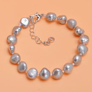 Genuine Natural Freshwater Baroque Pearl Bracelet Bangles For Women Charm Jewelry