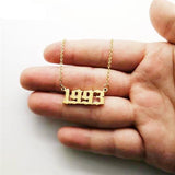 Birthday 18K Gold Necklace Date Year Number for Women Personalized Jewelry