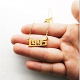 Birthday 18K Gold Necklace Date Year Number for Women Personalized Jewelry