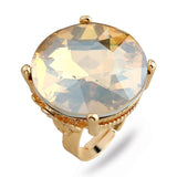 Big Dark Blue Zircon Ring 10K Yellow Gold for Women's Jewelry