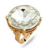 Big Dark Blue Zircon Ring 10K Yellow Gold for Women's Jewelry