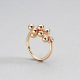 Elegant Bead Golden Ring Yellow Engagement Women's Wedding Jewelry