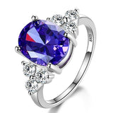 Natural Sapphire Gemstone Ring 925 Sterling Silver Womens Engagement Jewelry