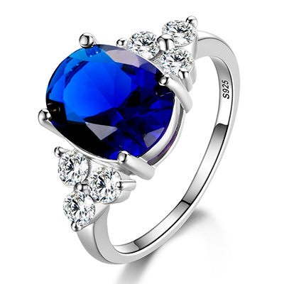 Natural Sapphire Engagement Ring Silver For Women Jewelry