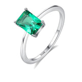 Natural Large Green Emerald Ring Wedding Real 925 Silver Sterling Women Jewelry