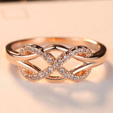 Vintage 18K Rose Gold Ring Women's Trendy Infinity Wedding Statement Jewelry