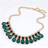 Green Water Drop Pendant Necklace Women Party Jewelry