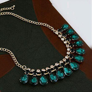 Green Water Drop Pendant Necklace Women Party Jewelry