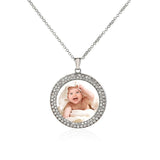 Memorial Rhinestone Pendant Necklace Gold Picture Photo Women's Silver Jewelry