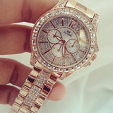 Ladies Diamond Quartz Watch 14k Yellow Gold Gemstone Wristwatch Silver Jewelry