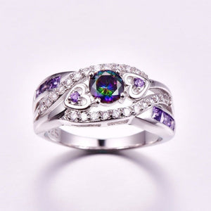 Purple Amethyst Gemstone Engagement Ring 925 Silver Women Jewelry