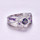 Purple Amethyst Gemstone Engagement Ring 925 Silver Women Jewelry