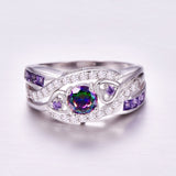 Princess Purple Gemstone Ring 925 Silver Women's Engagement Jewelry
