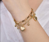 Gold Chain Link Heart Bangle Bracelet For Women Stainless JewelryGold Chain Link Heart Bangle Bracelet For Women Stainless Jewelry
