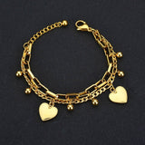 Gold Chain Link Heart Bangle Bracelet For Women Stainless Jewelry