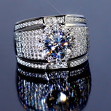 Real 925 Sterling Silver Big Zircon Stone Ring Women's Wedding Engagement Jewelry