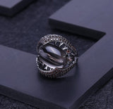 Vintage Gothic Dark Gemstone Ring 925 Sterling Sliver Women's Jewelry