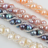 Natural Freshwater Pearl Jewelry Set Necklace Bracelet Earrings Women Jewelry