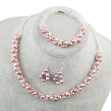 Natural Freshwater Pearl Jewelry Set Necklace Bracelet Earrings Women Jewelry