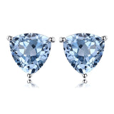 Natural Blue Amethyst  Stud Earrings 925 Sterling Silver Ruby Sapphire Emerald Topaz