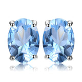 Natural Blue Amethyst  Stud Earrings 925 Sterling Silver Ruby Sapphire Emerald Topaz