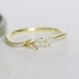 14K Rose Gold Gemstone Ring Plant Design Women's Eternity Engagement Jewelry